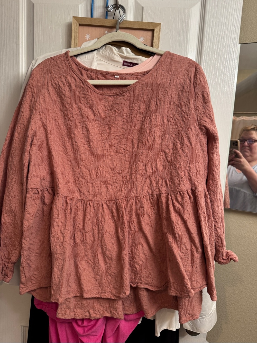 Jessica London Dusty Rose Textured Peplum Tunic